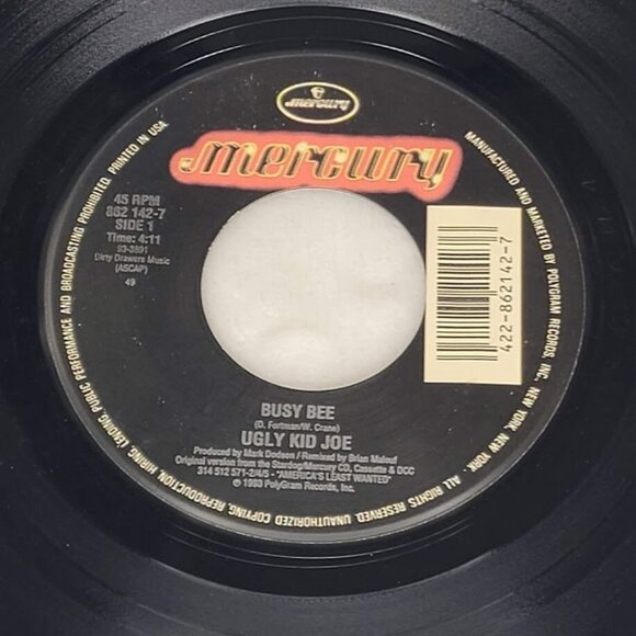 Ugly Kid Joe Busy Bee / Busy Bee 45 RPM Vinyl 1993 Mercury 862 142-7 - Picture 1 of 5